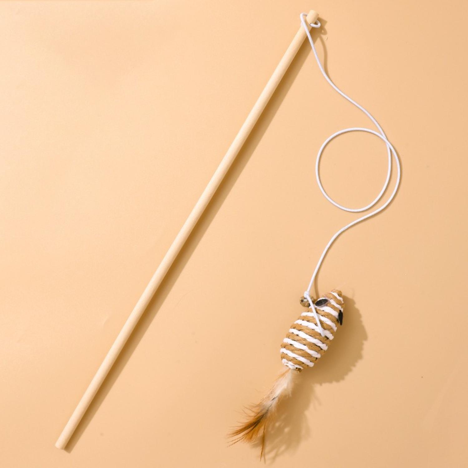 blauwe ronde kattenhengel met veren