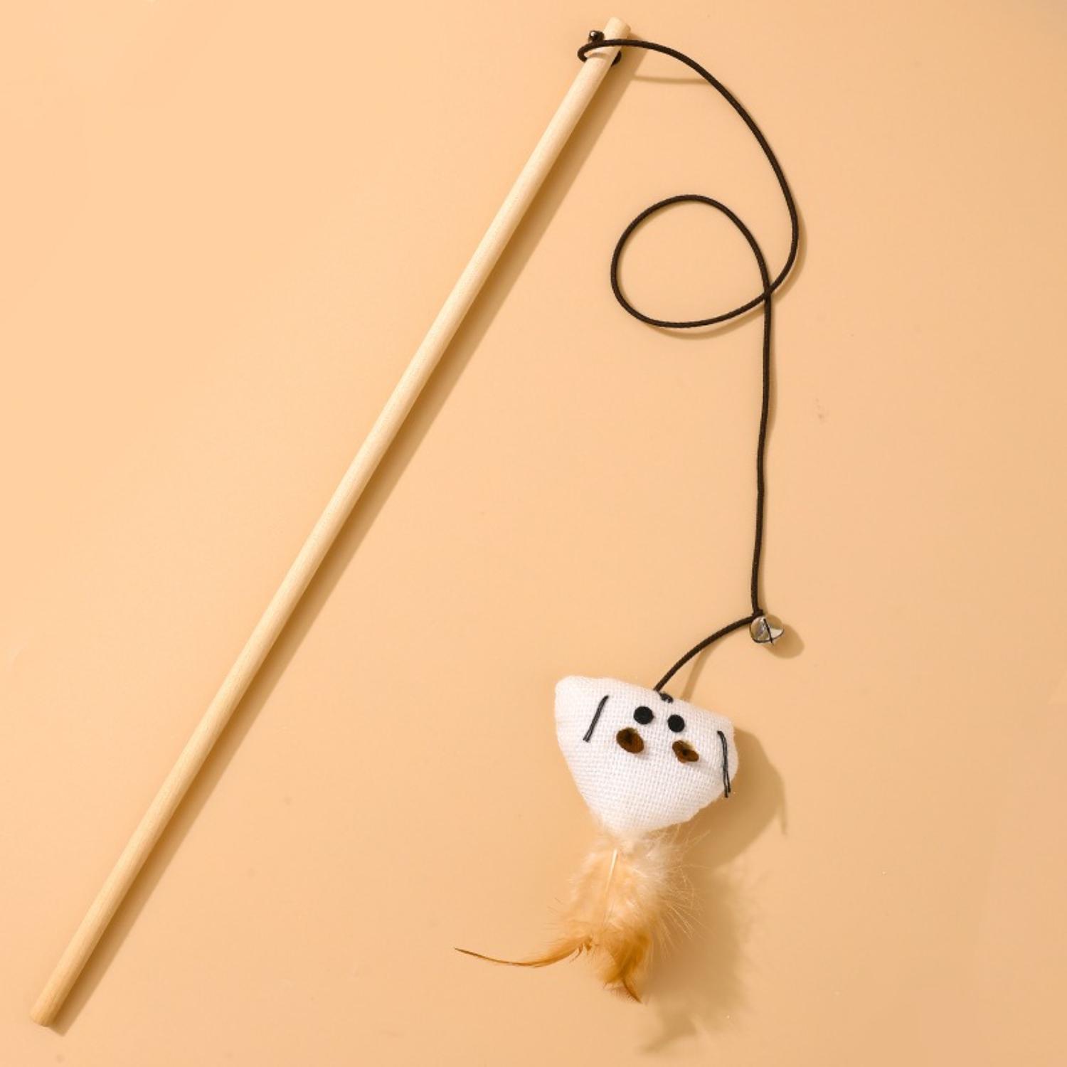 driehoekige kattenhengel wit speeltje