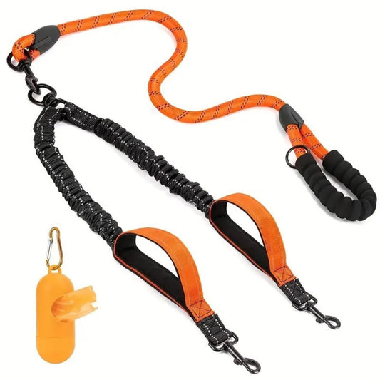 dubbele hondenriem color orange