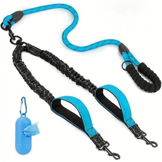 dubbele hondenriem kleur blauw