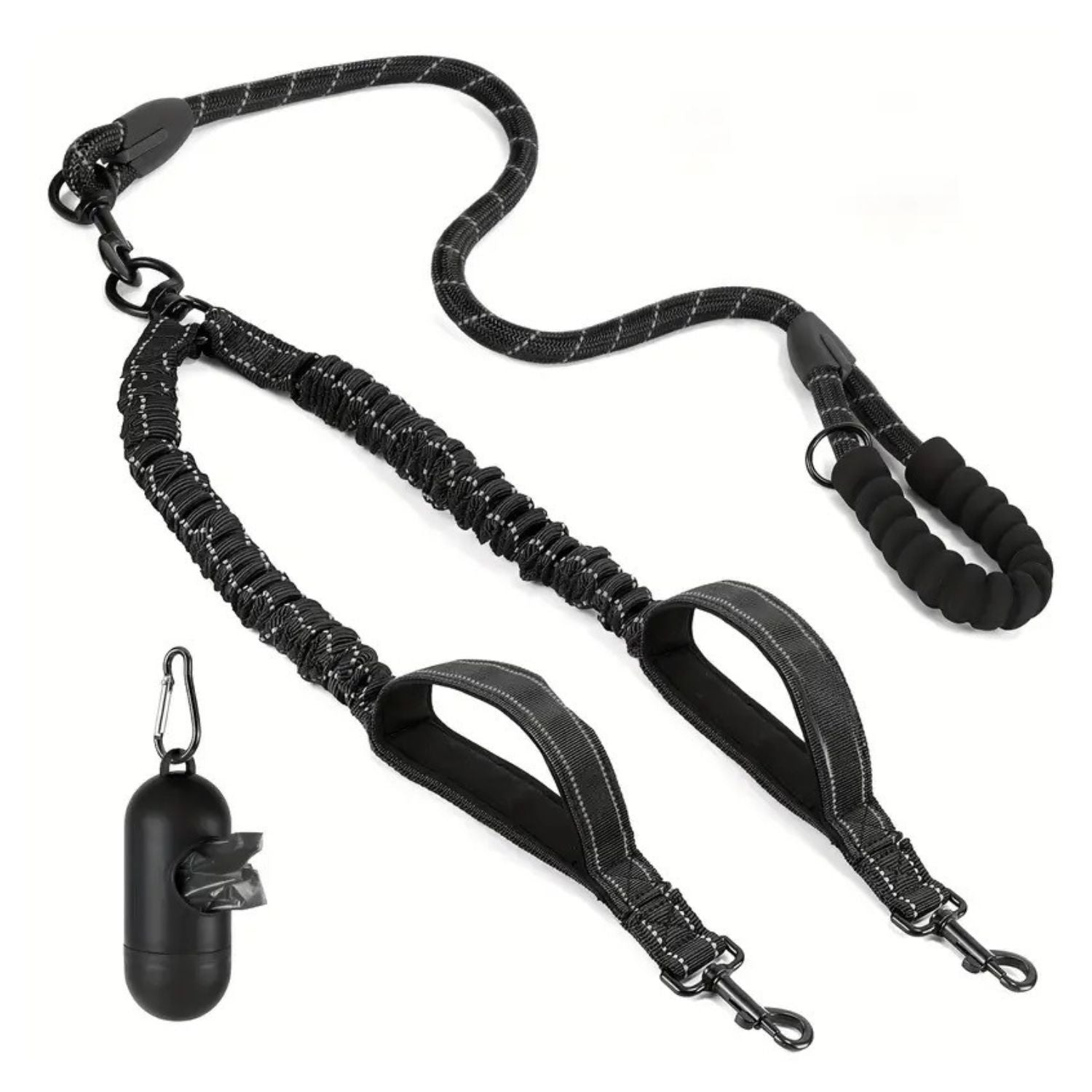 dubbele hondenriem kleur zwart