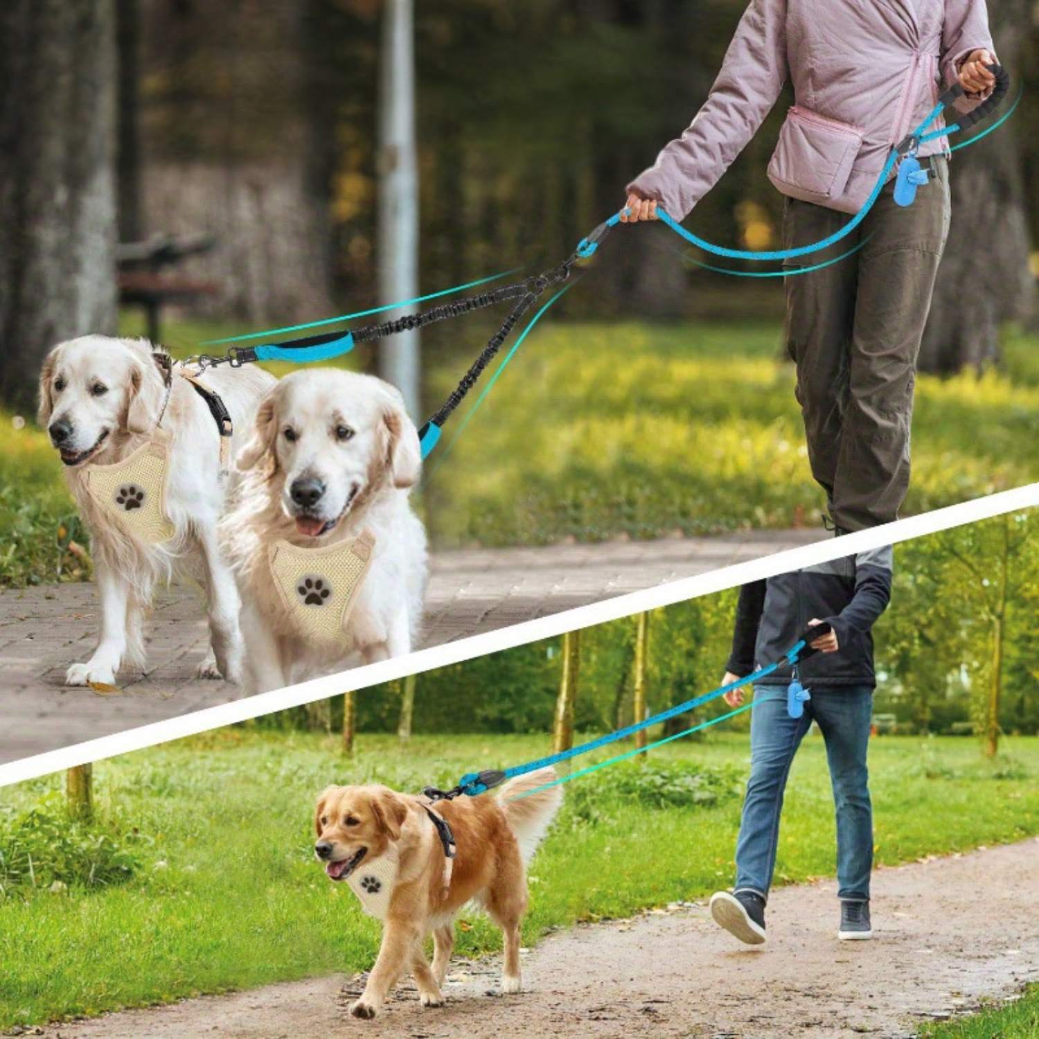 Dubbele hondenriem makkelijk wandelen met de hond