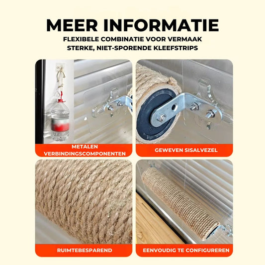 flexibele muurbevestigde krabpaal combinatie sisalvezel metaal