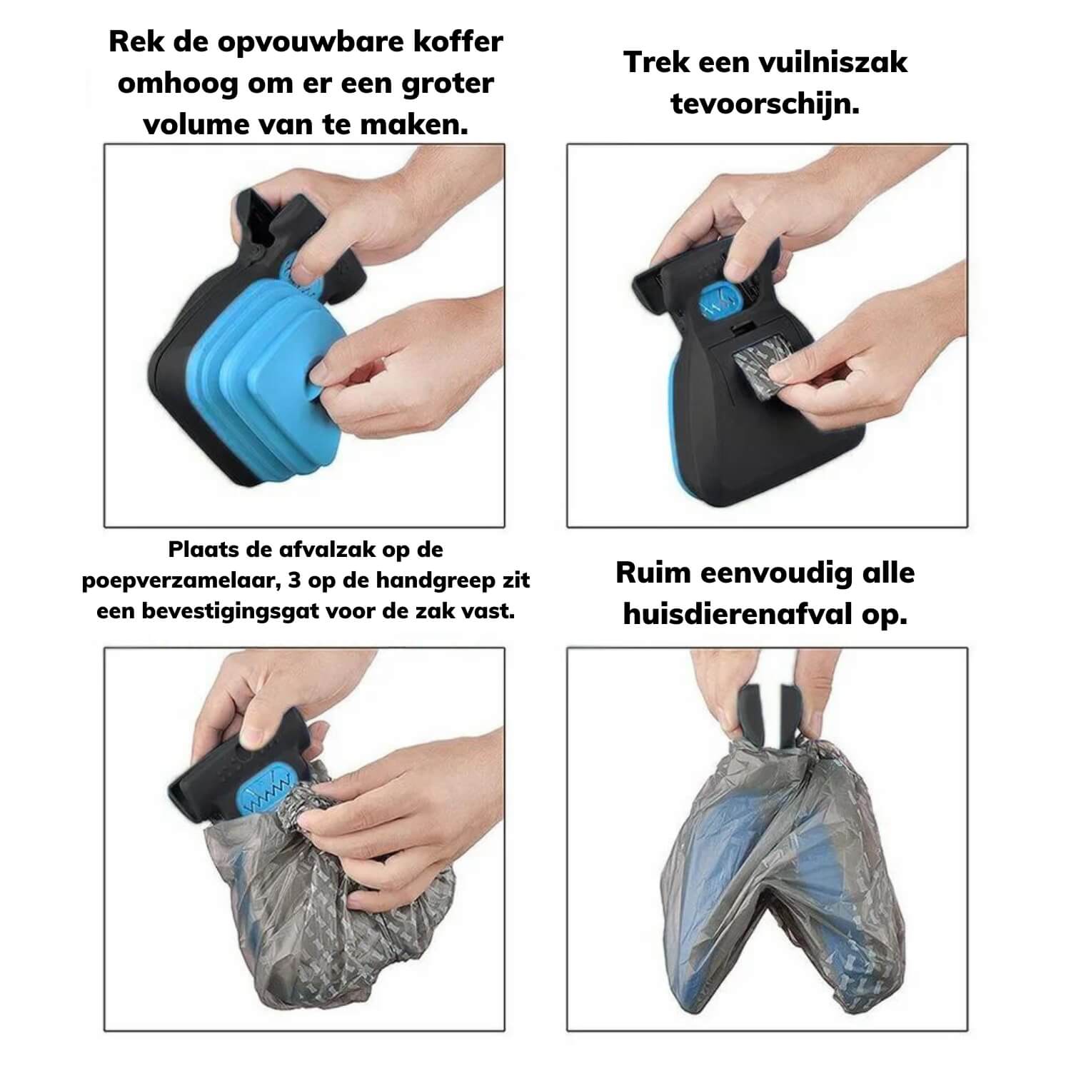 gebruik van de opvouwbare hondenpoepprikker