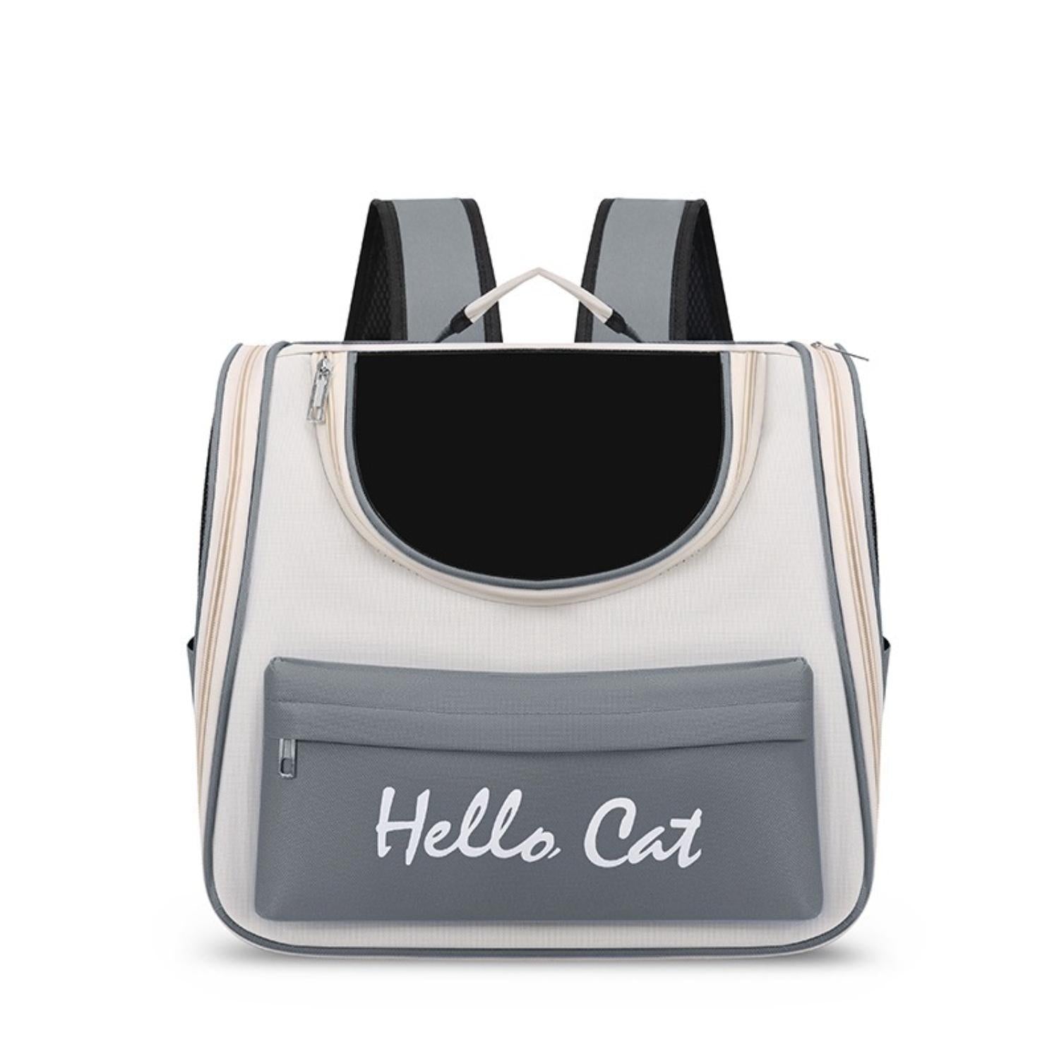 grijze ademende huisdierenrugzak voor katten