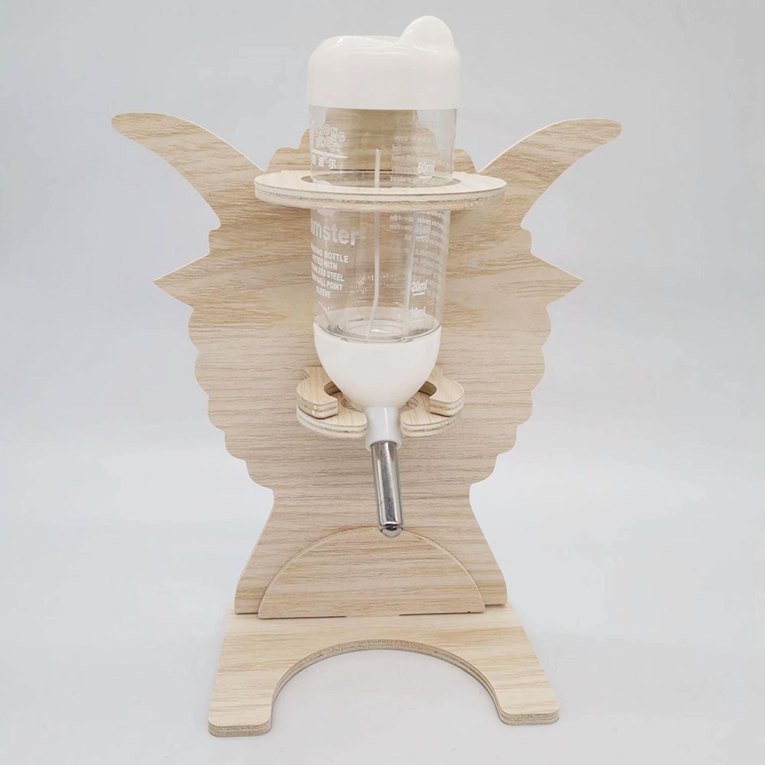 hamster drinkfles houder met drinkfles in houten houder voor knaagdieren