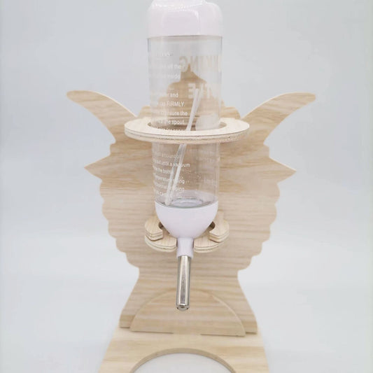 hamster drinkfles houder transparante fles in houten standaard