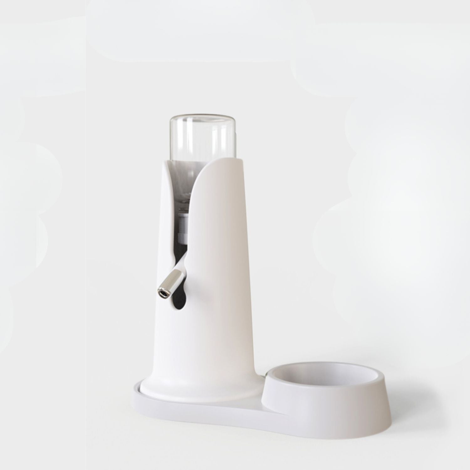 hamster drinkfontein staand wit design met transparante fles