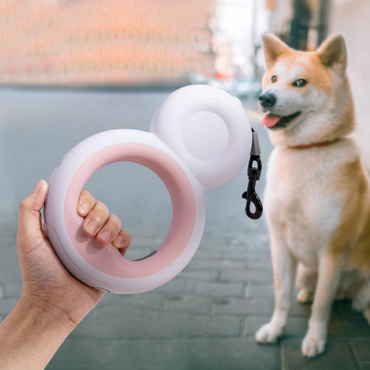 honden intrekbare touwlijn roze verlichting