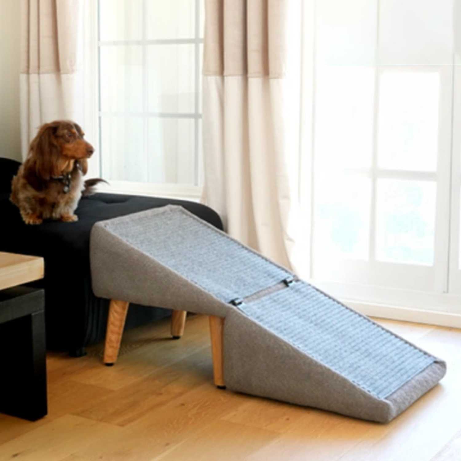 honden sofa trap hondentrap met ribstof en grijze bekleding