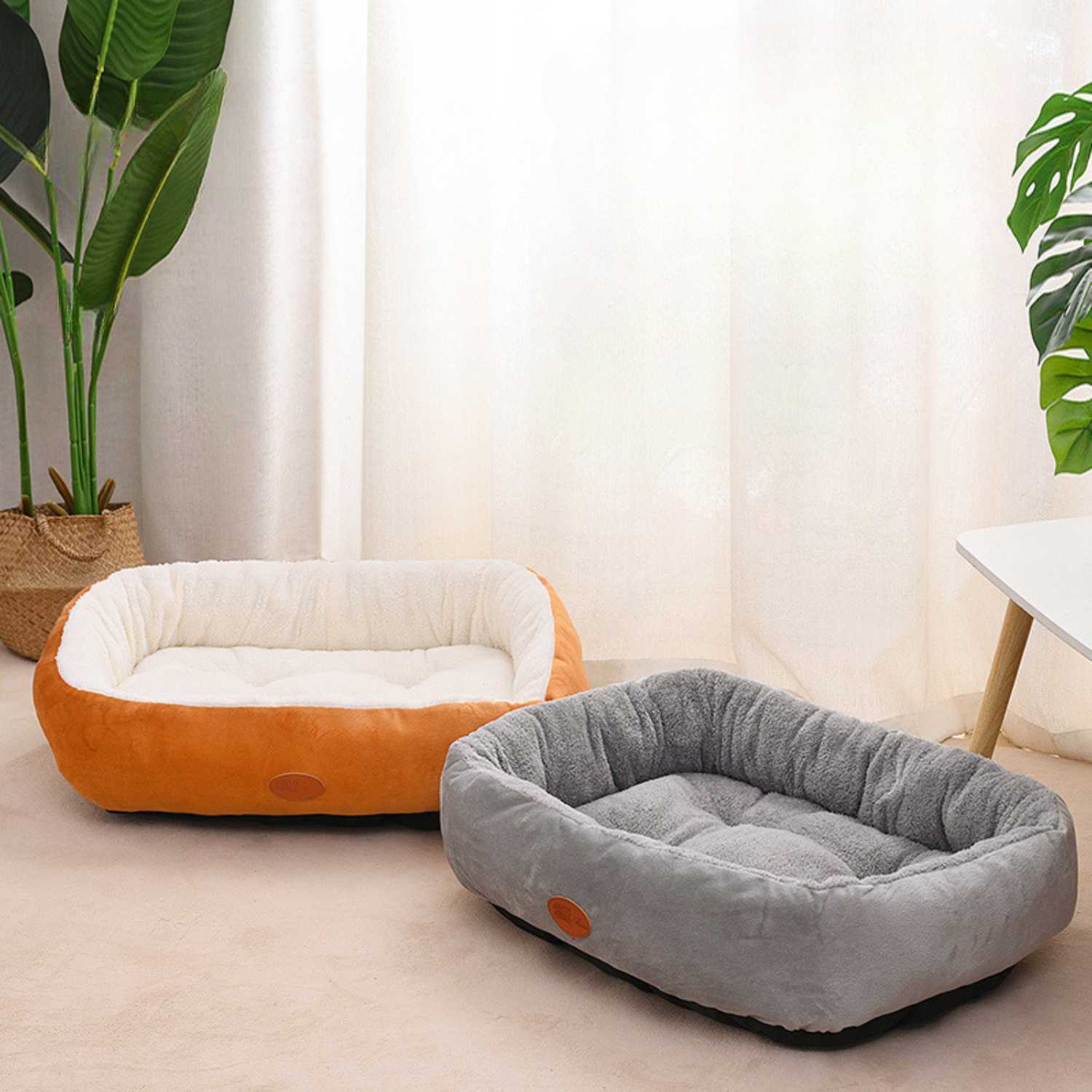 hondenbed winter warm bruin en grijs set hondenmanden voor huisdieren