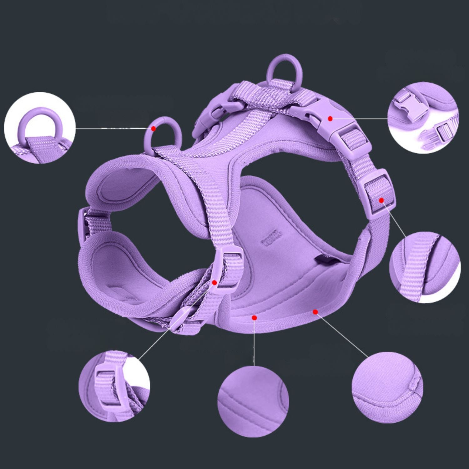 hondenharnas set lavendel met veiligheidsgesp ademend materiaal en duurzaam naadwerk