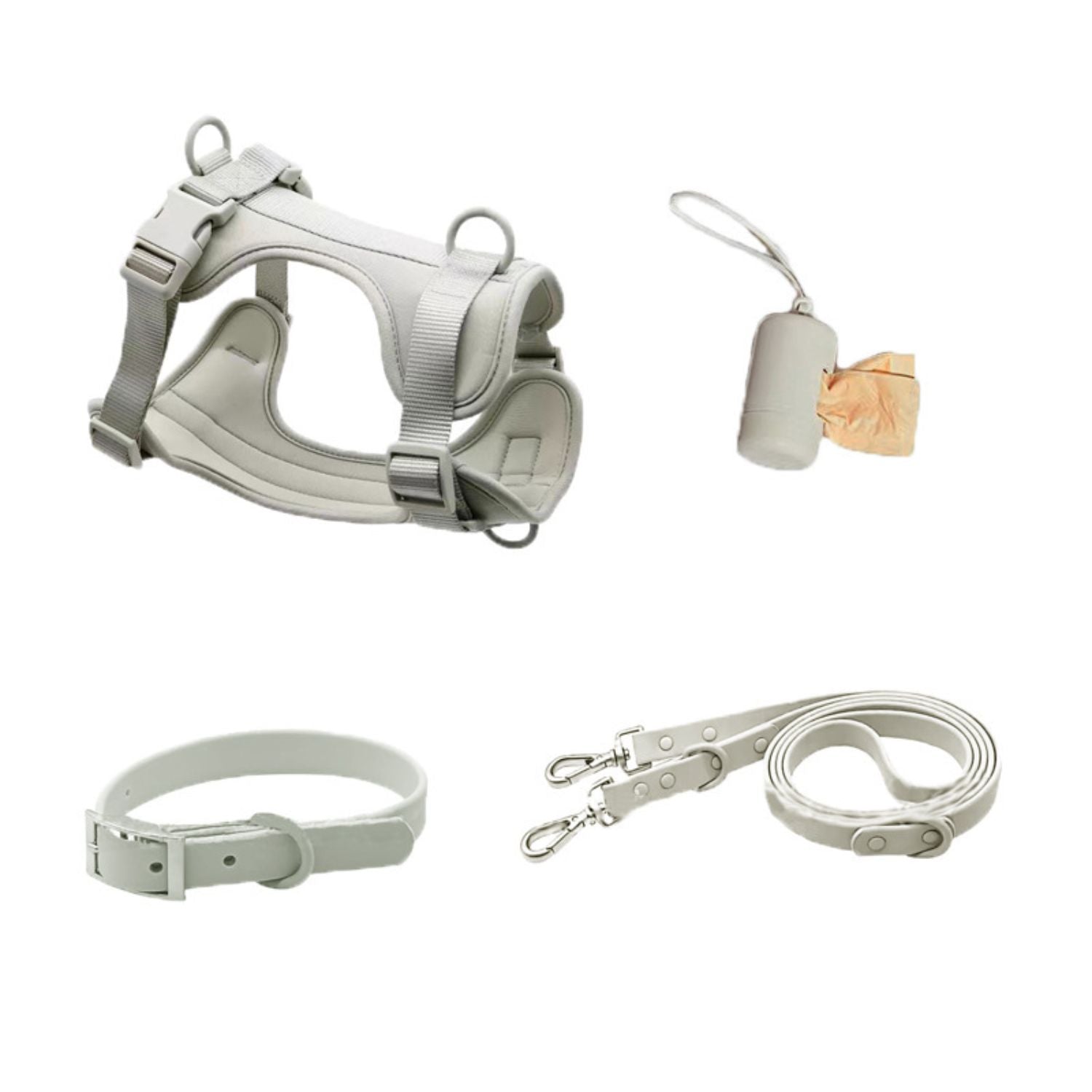 hondenharnas set wit minimalistisch compleet hondentuigje met halsband en leiband