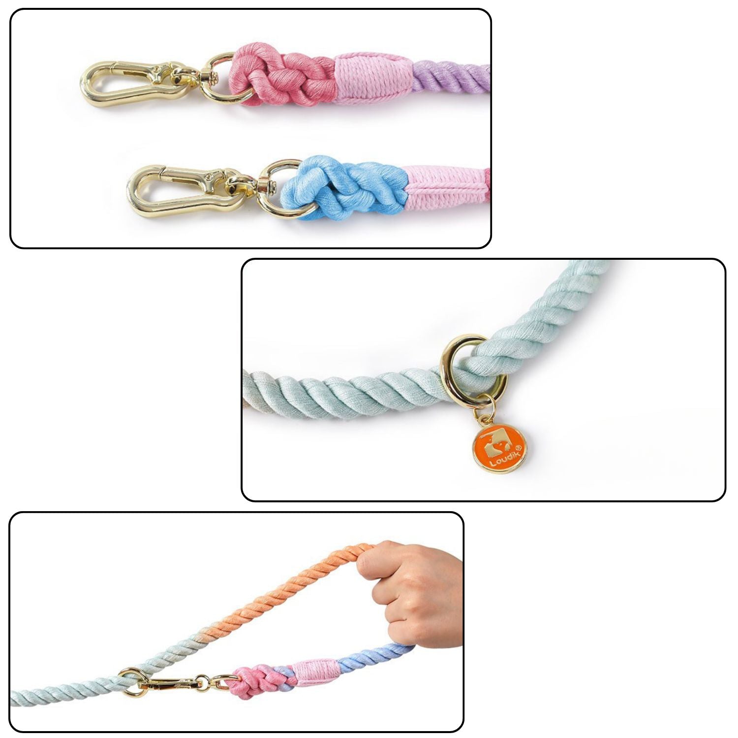 hondenriem dubbele kop details gesp en ring sluiting