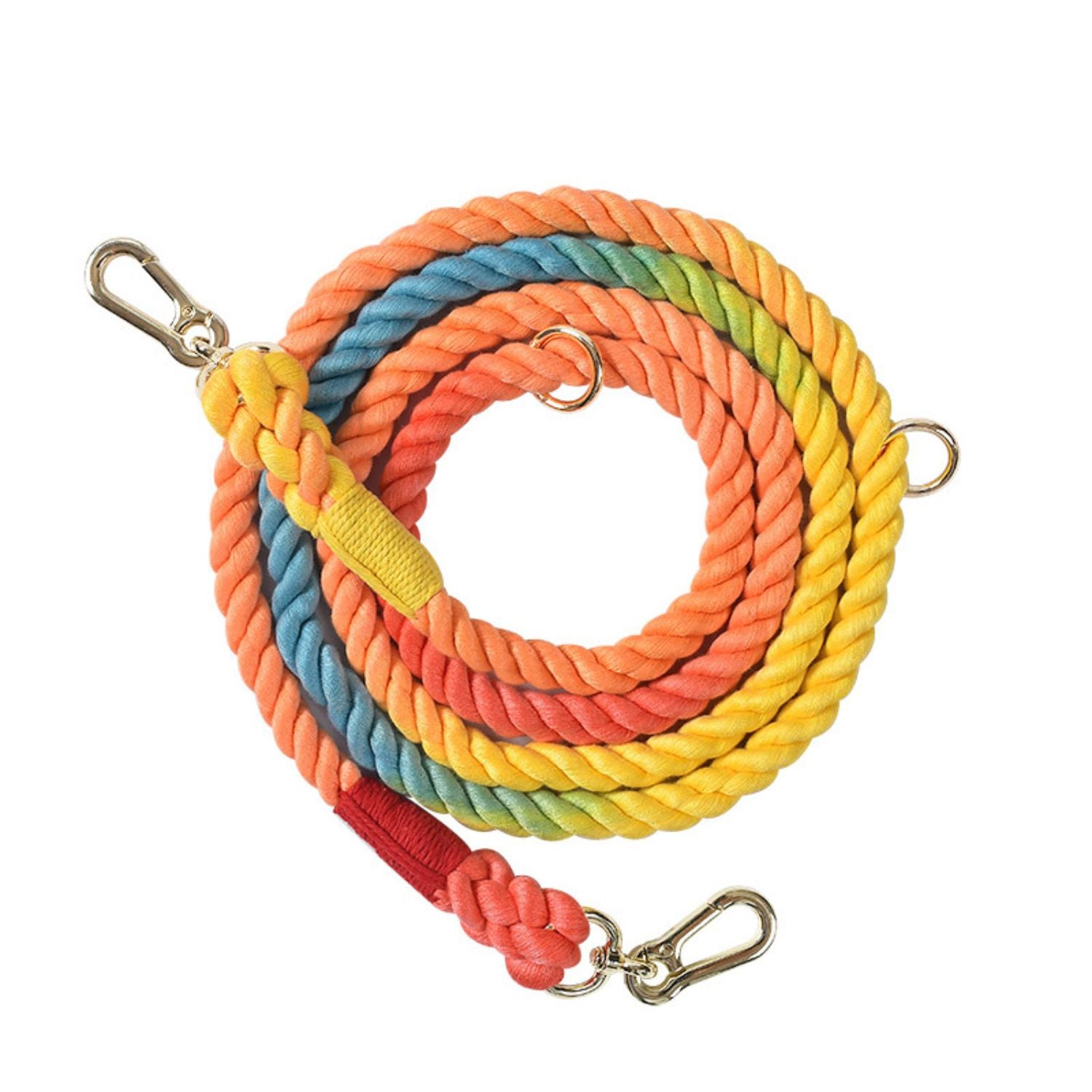 hondenriem dubbele kop meerkleurig met gouden haken