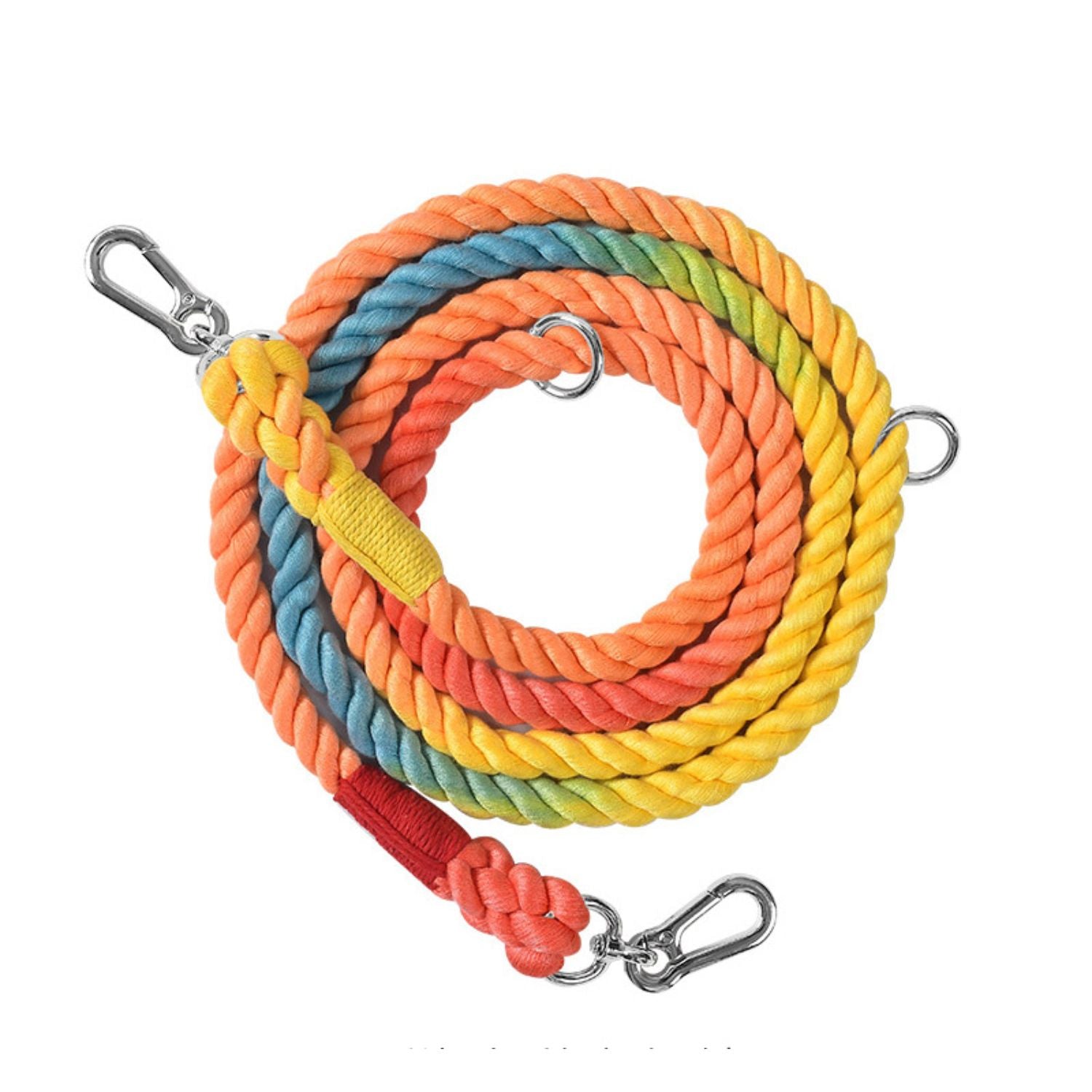 hondenriem dubbele kop meerkleurig met zilveren haken