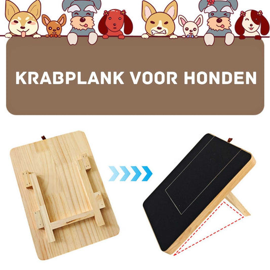 houten honden nagelkrabber inklapbare krabplank instructie banner