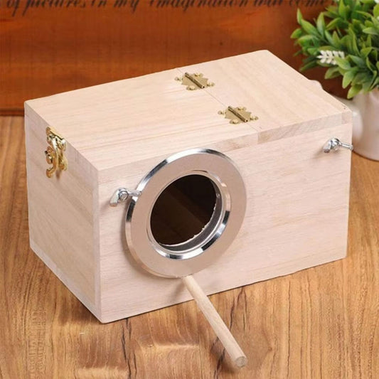houten papegaaien kweekbox dicht met ingang en vergrendeling