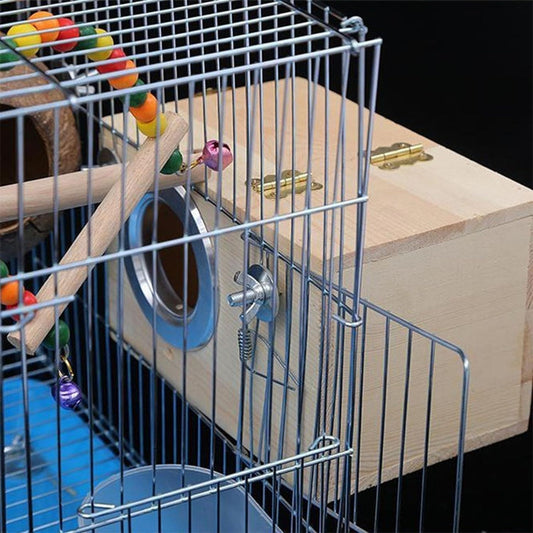 houten papegaaien kweekbox in kooi met binnenkant
