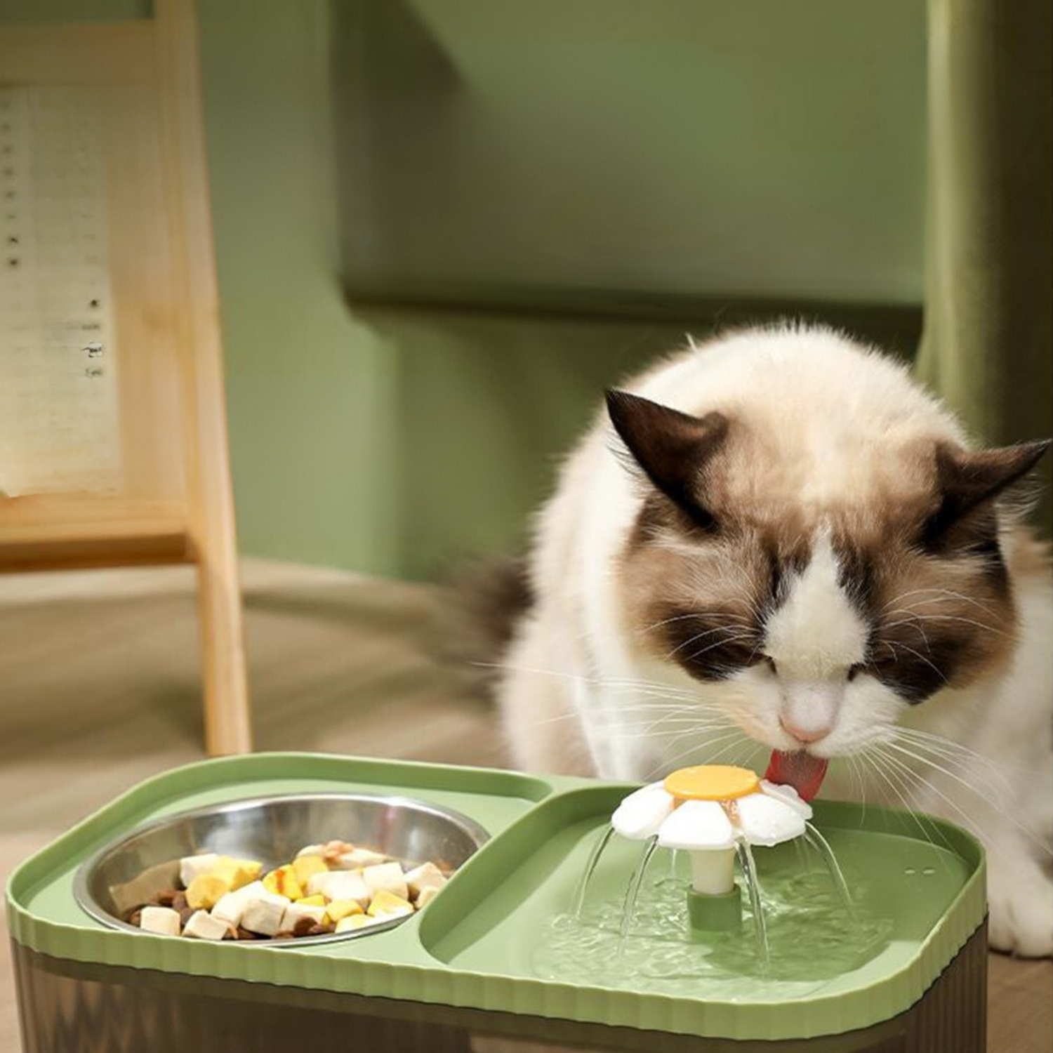 kat drinkt uit slimme waterdispenser