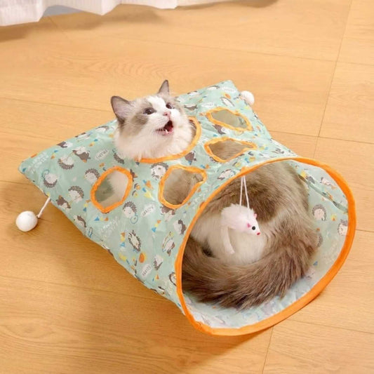 katten tunnelzak met knisper kiekeboe gaten uitdagend kattenspeelgoed