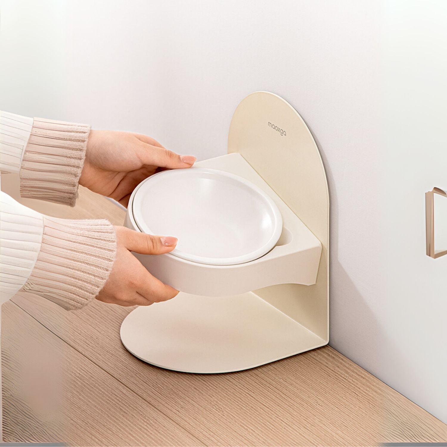 kattenkom keramiek verhoogd hand plaatst afneembare kom in houder