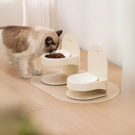 kattenkom keramiek verhoogd kat eet uit verhoogde bak met voedingsstand