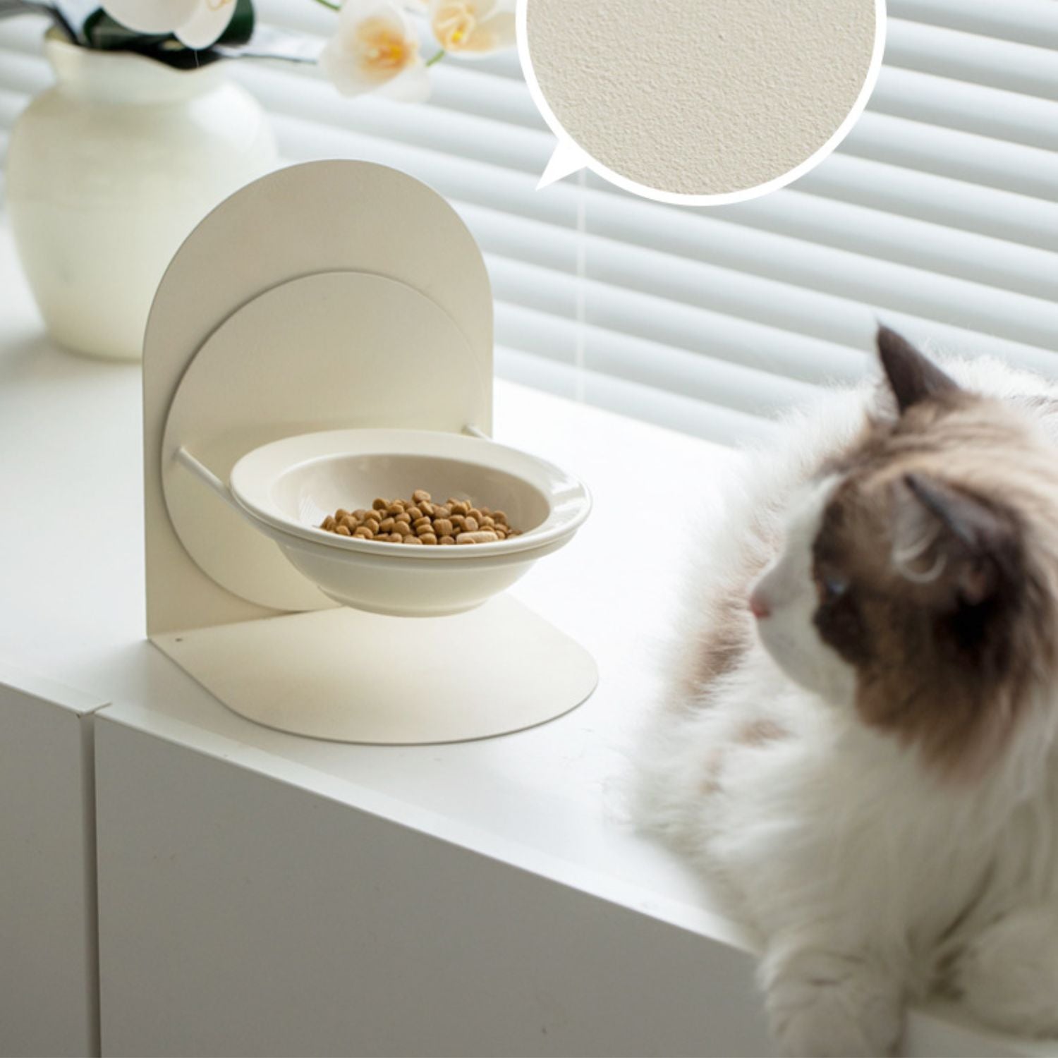 kattenkom keramiek verstelbaar kat rust bij voerstandaard met kom