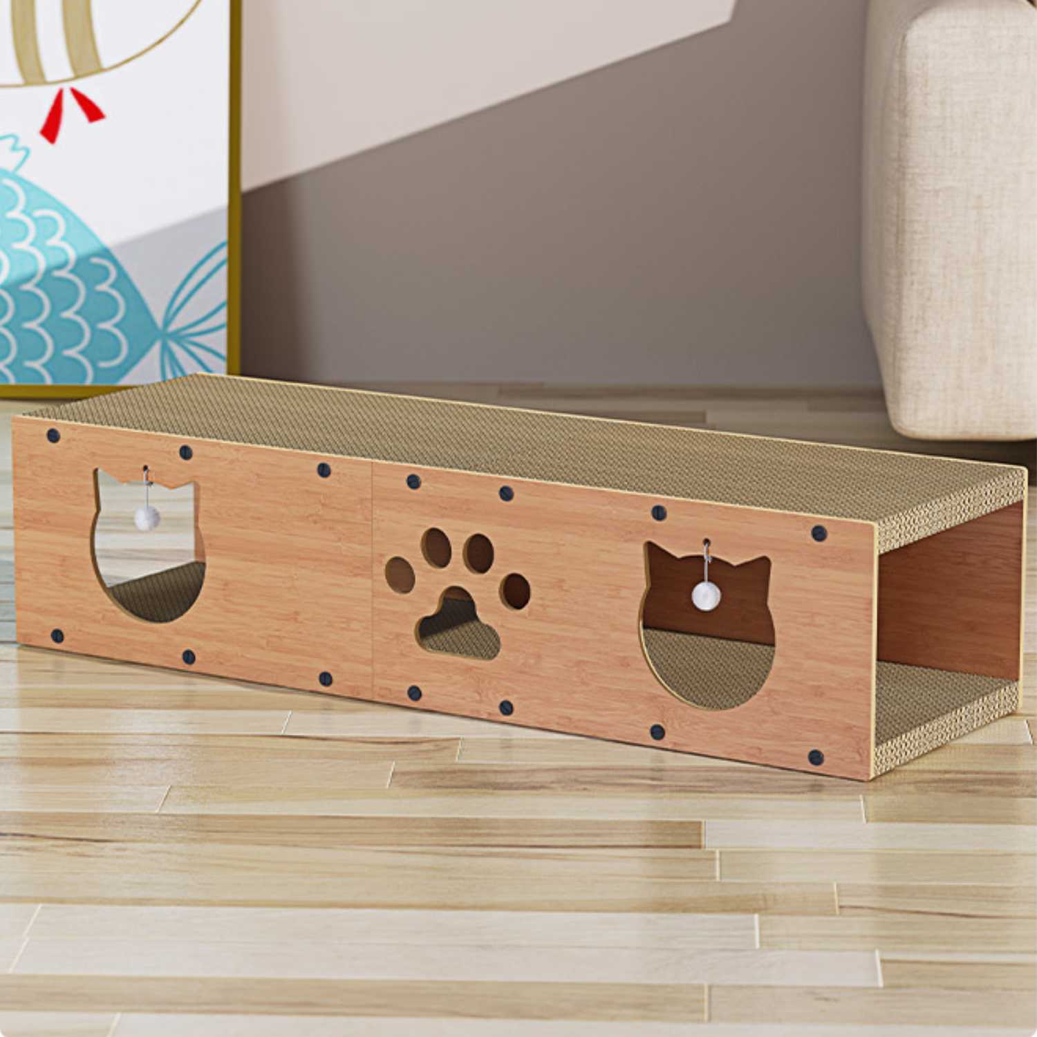 kattentunnel krabplank hout met duurzaam ontwerp