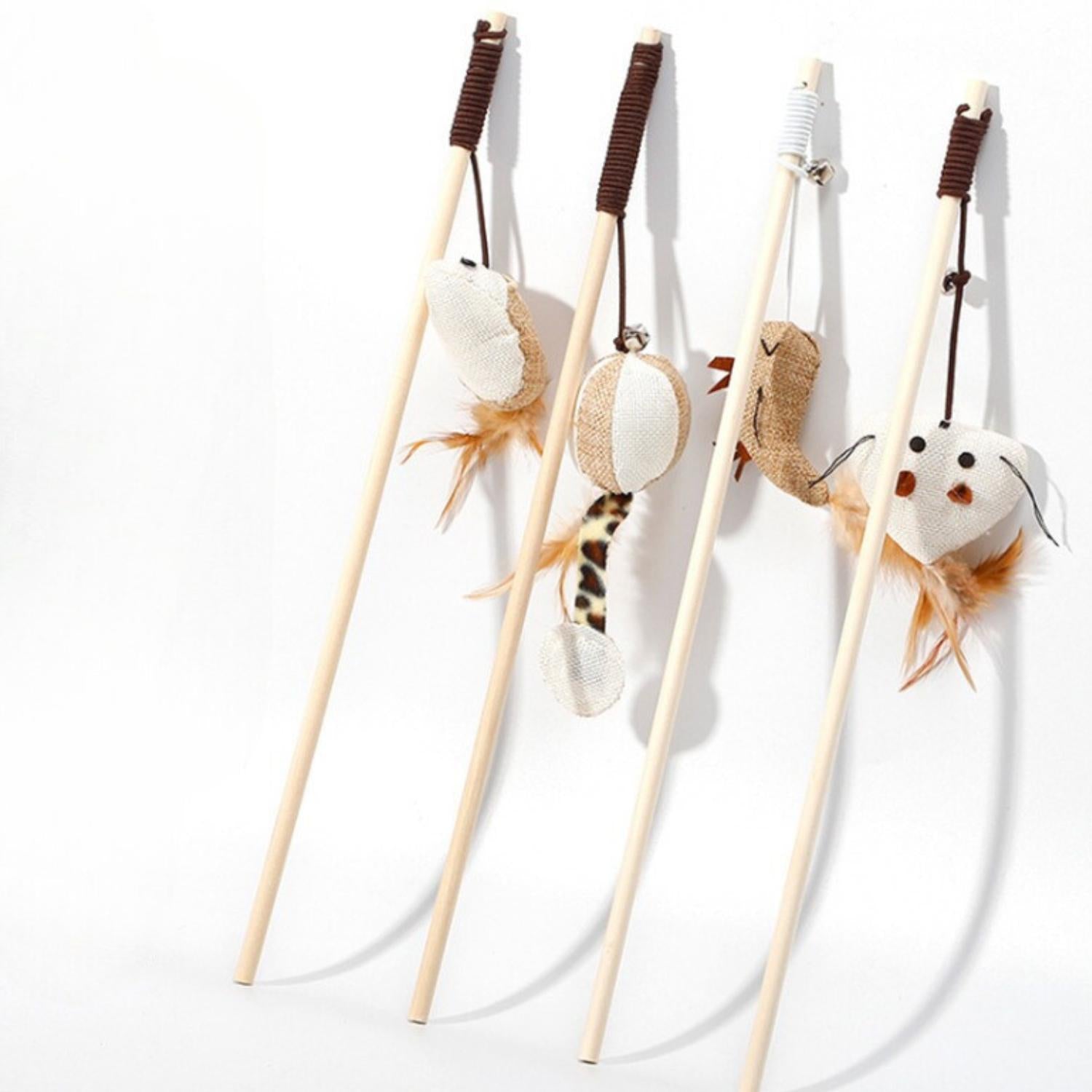 linnen muis speeltje close up met veren