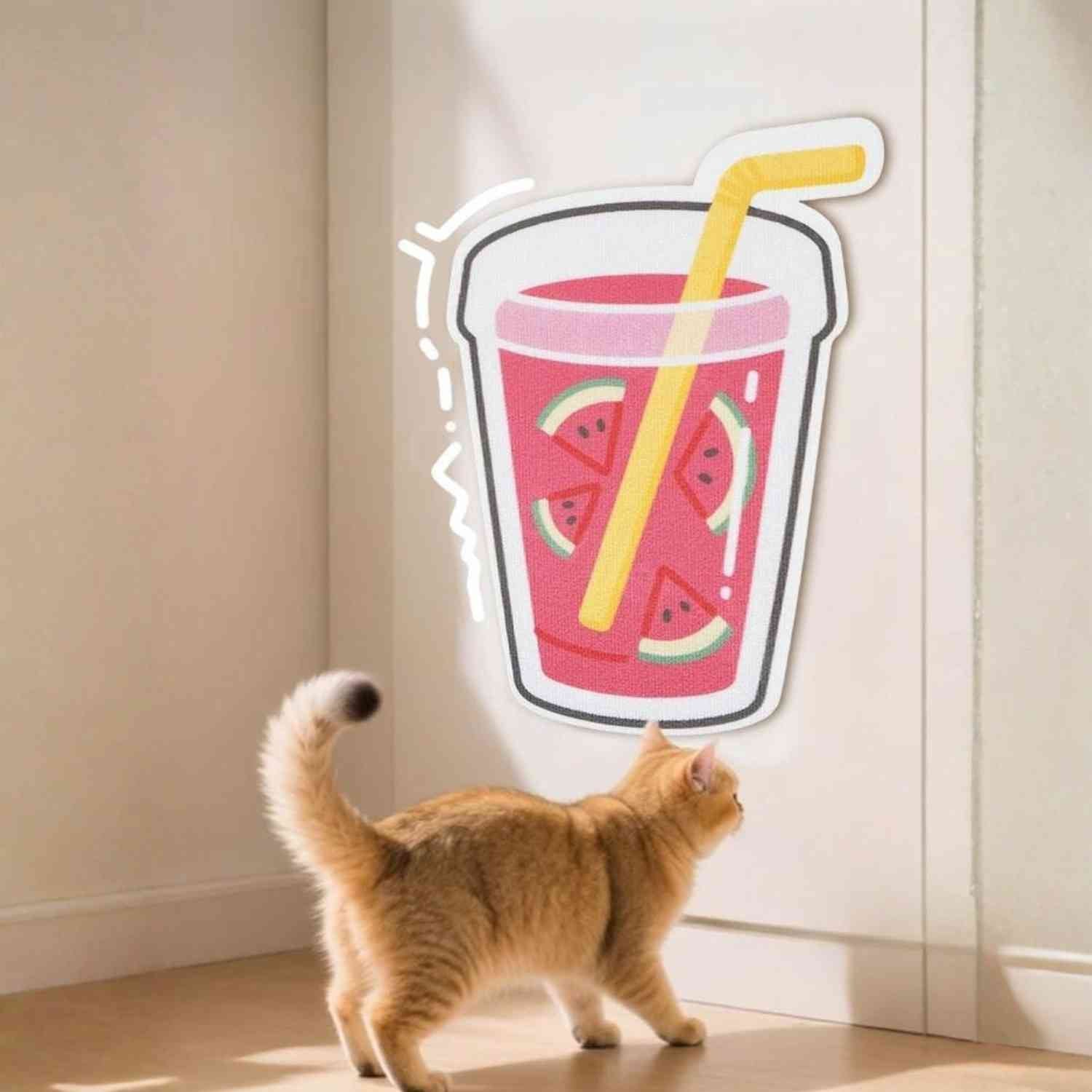 muur krasbord kat kat bekijkt roze watermeloen krasbord