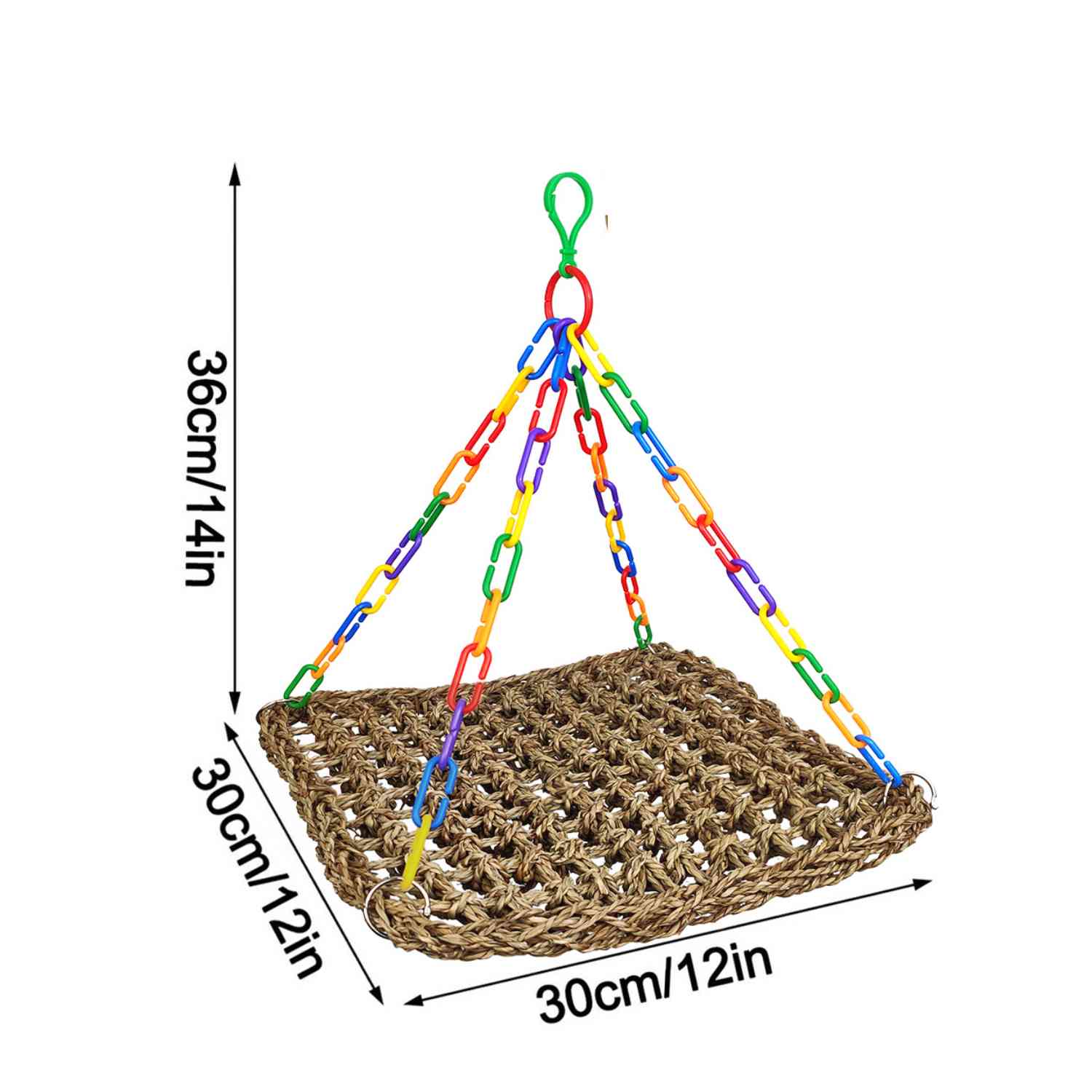 papegaai hangmat regenboog grote hangmat 30cm met maten