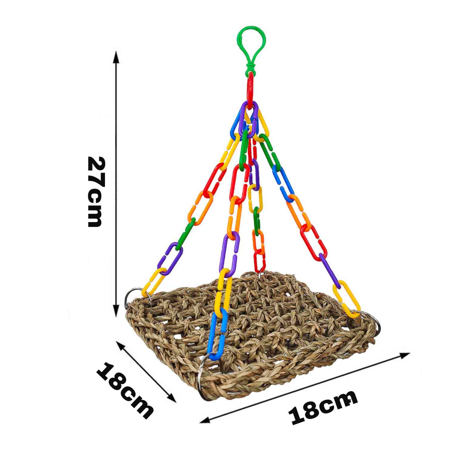 papegaai hangmat regenboog kleine vierkante hangmat 18cm