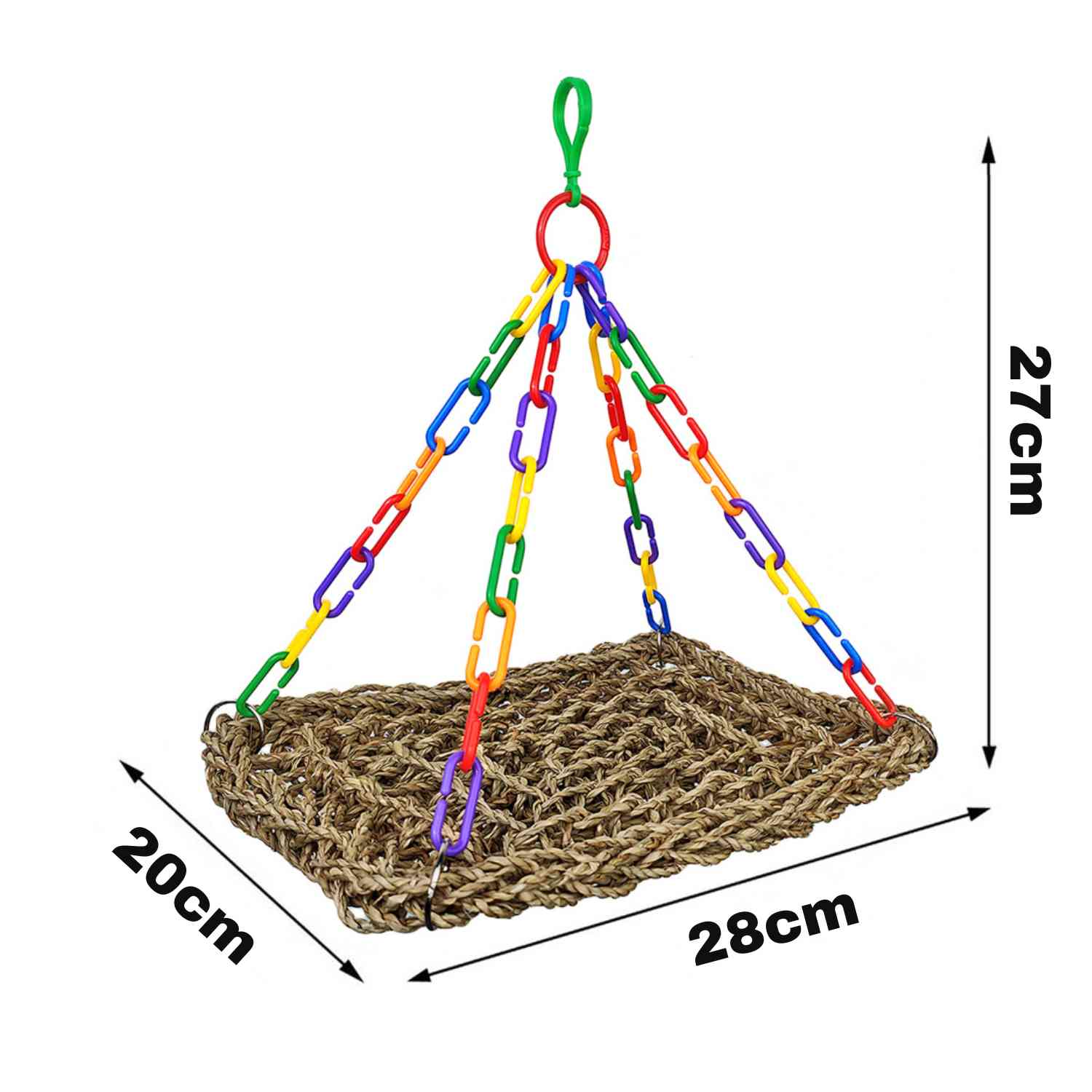 papegaai hangmat regenboog middelgrote rechthoek hangmat 28cm