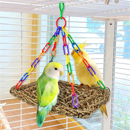 papegaai hangmat regenboog twee vogels op hangmat voor kooien