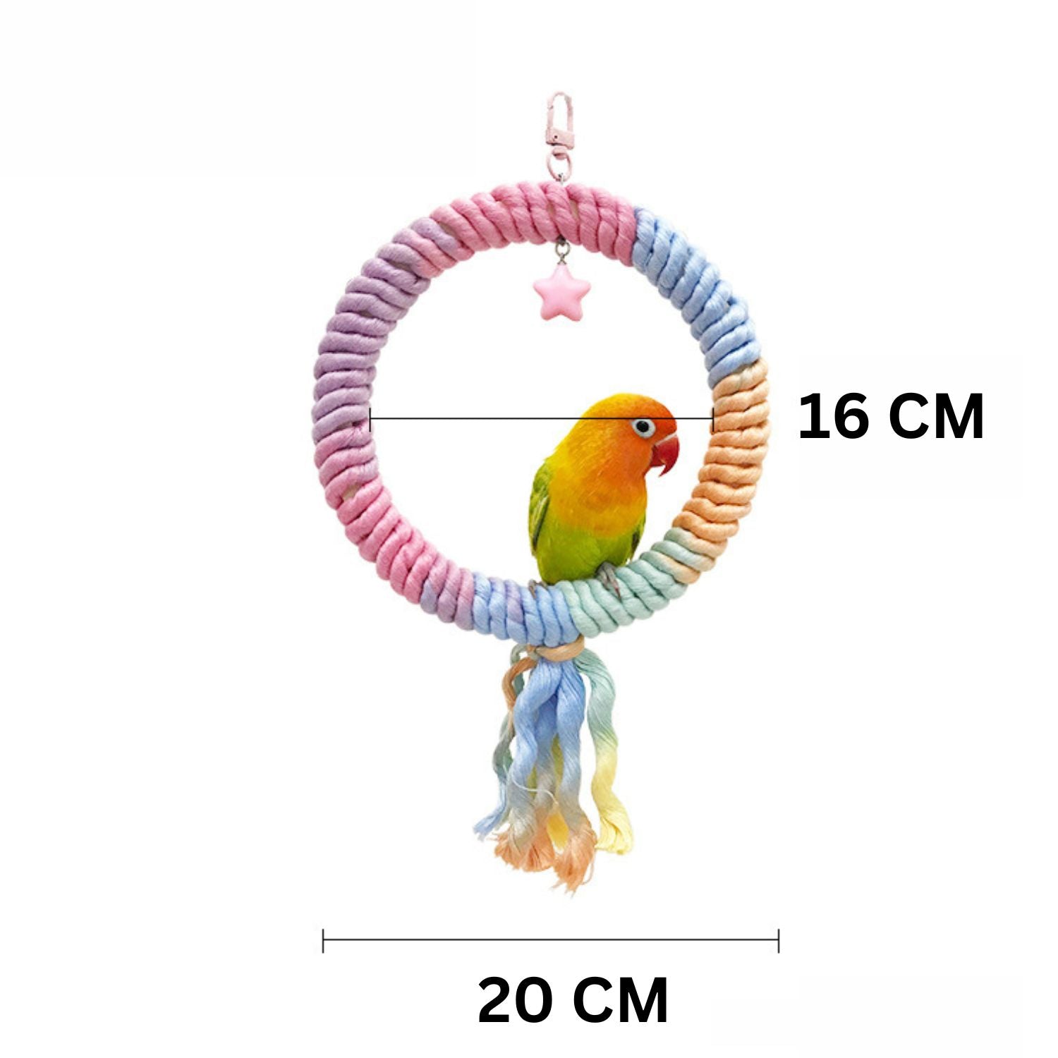 parrot swing touw speelgoed voor vogels in actie