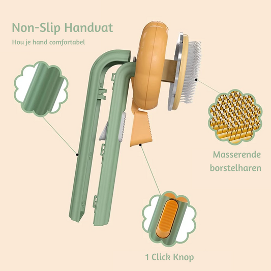 non-slip handvat op de borstel voor je hond en kat