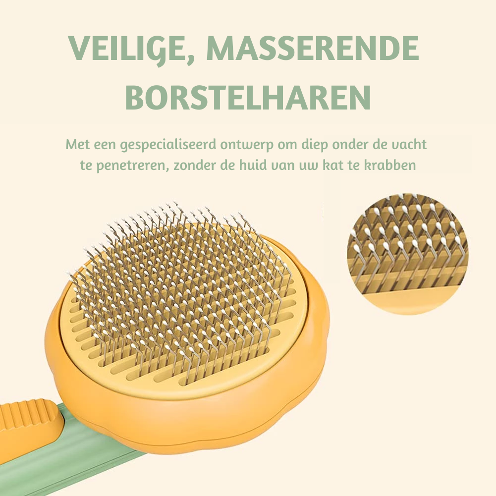 de pompoen borstel is een veilige masserende borstel voor je kat of hond