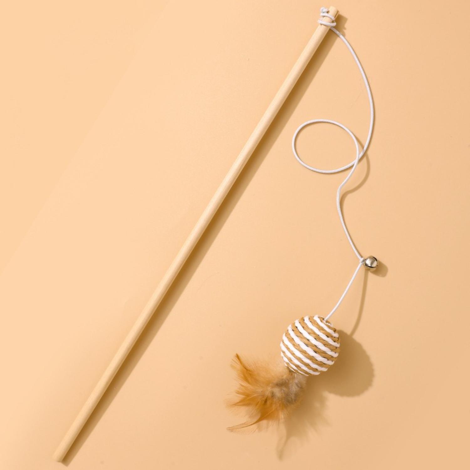 ronde gestreepte bal kattenhengel houten stok