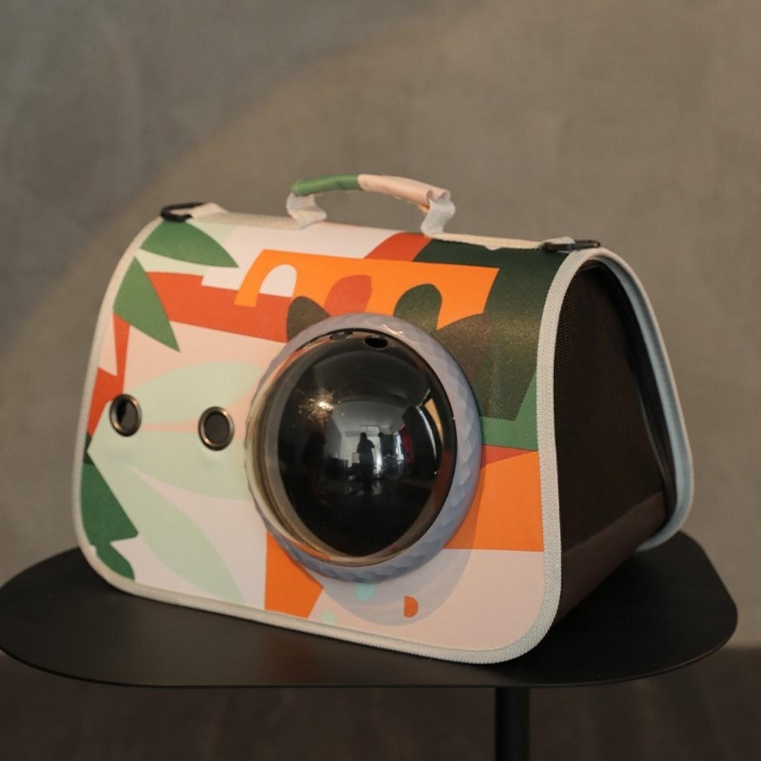 schoudertas kattenmand Kleurrijke kattenreistas met botanisch design