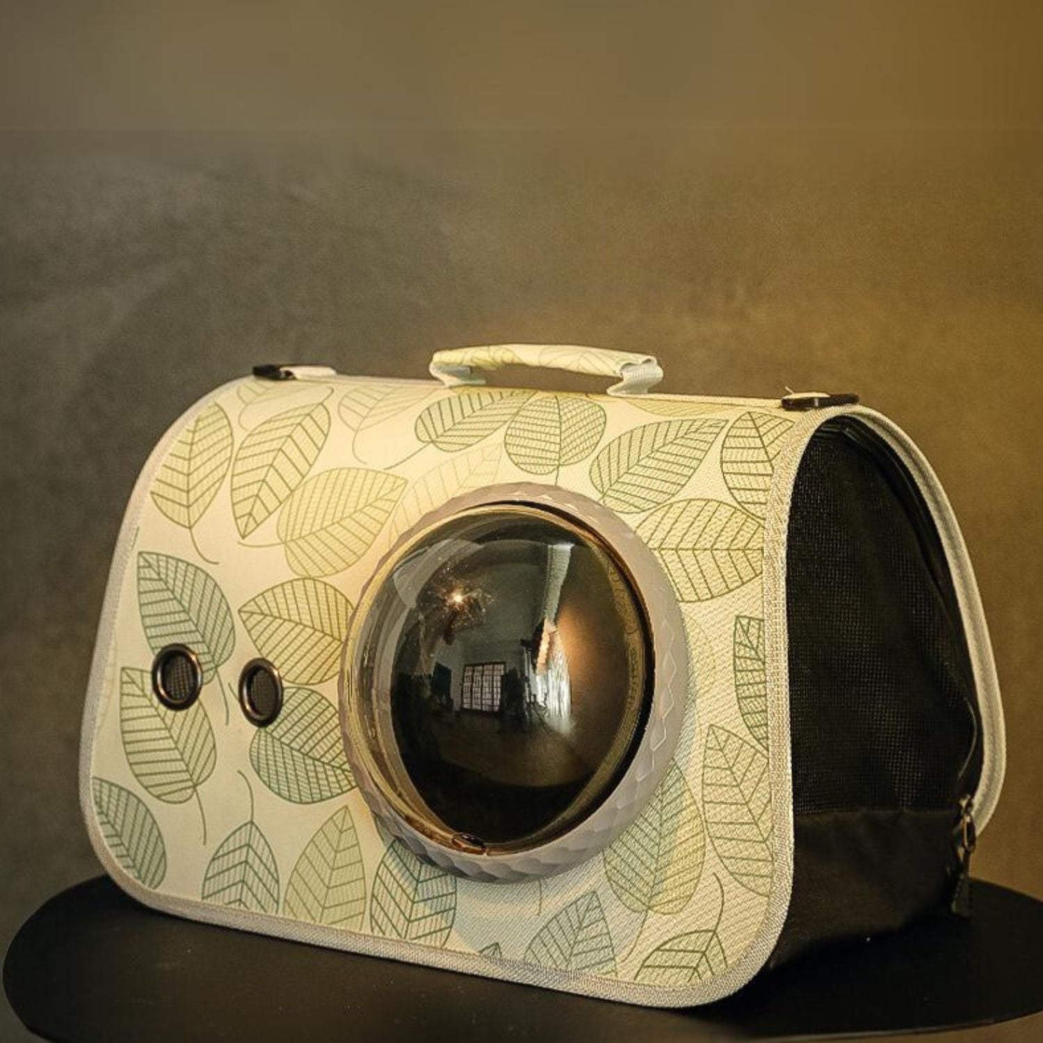 schoudertas kattenmand bladprint met bol venster