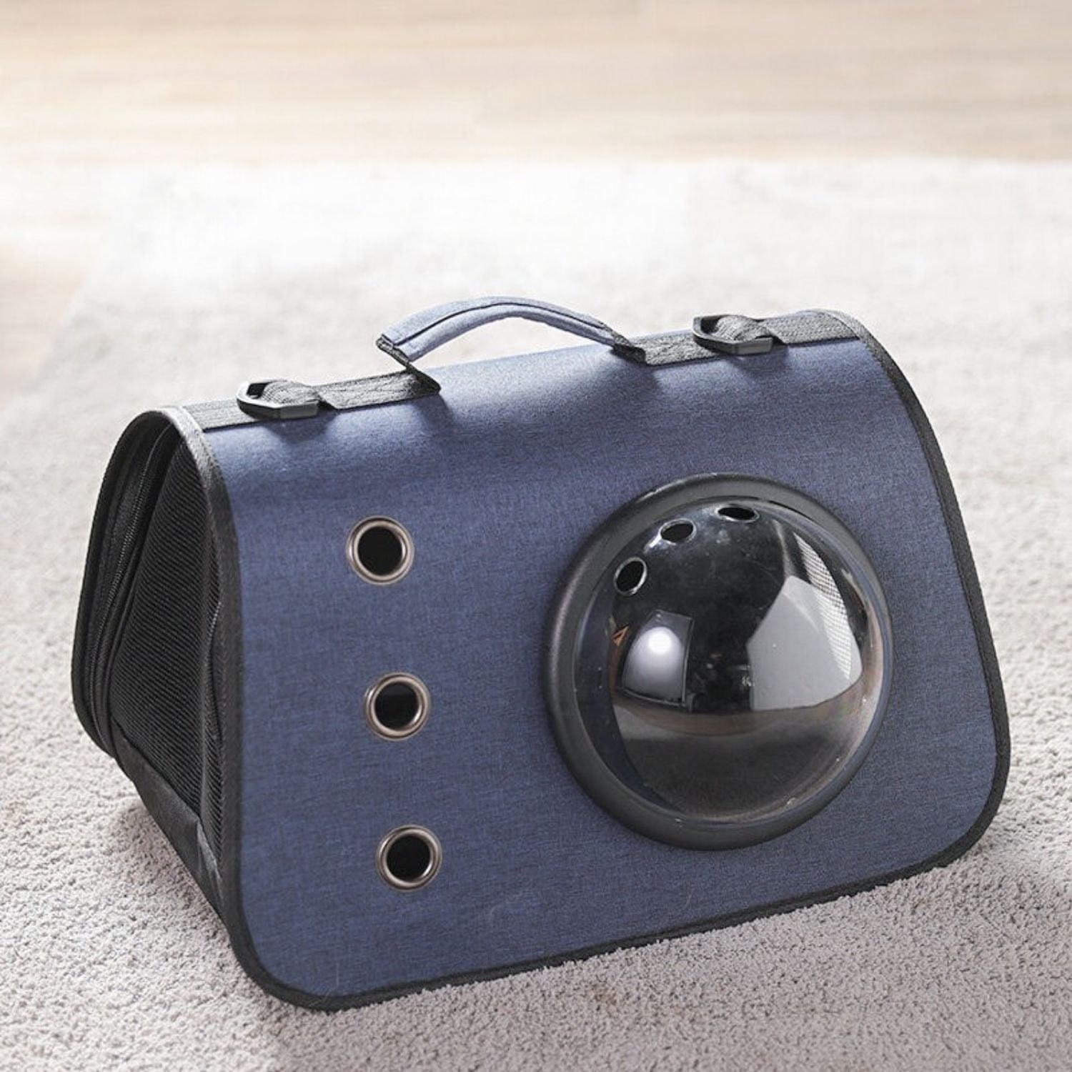 schoudertas kattenmand donkerblauw dome venster