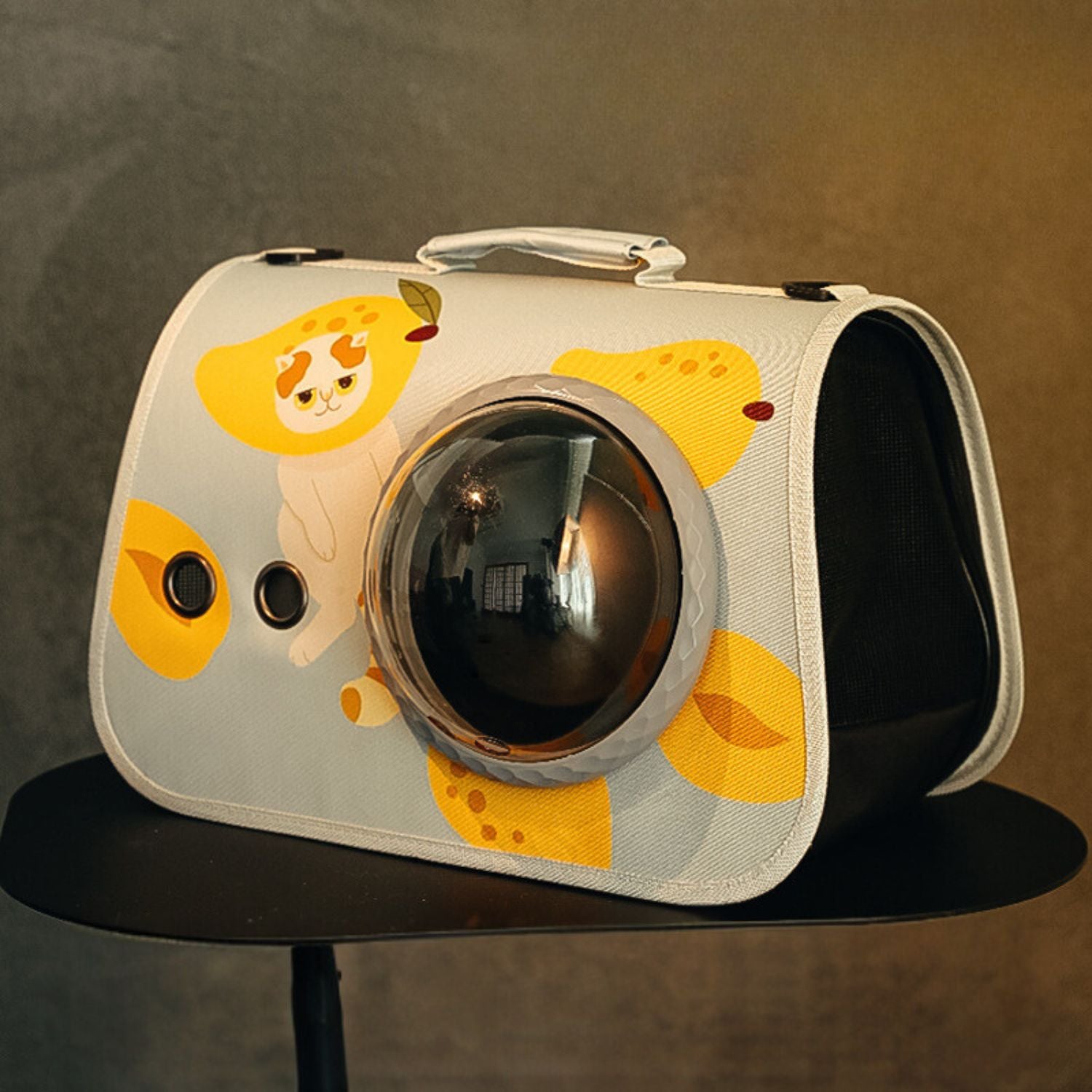 schoudertas kattenmand geel patroon