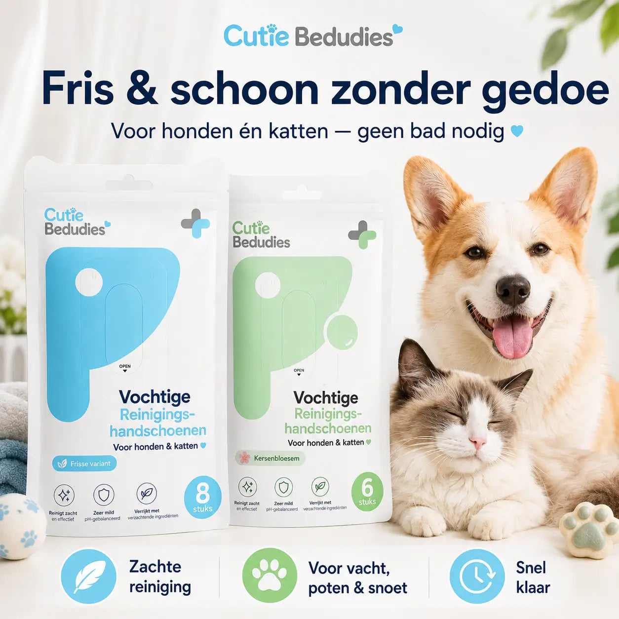 Vochtige Handschoenen voor Honden en Katten 6 stuks 🐾 Stapelkorting 🐾