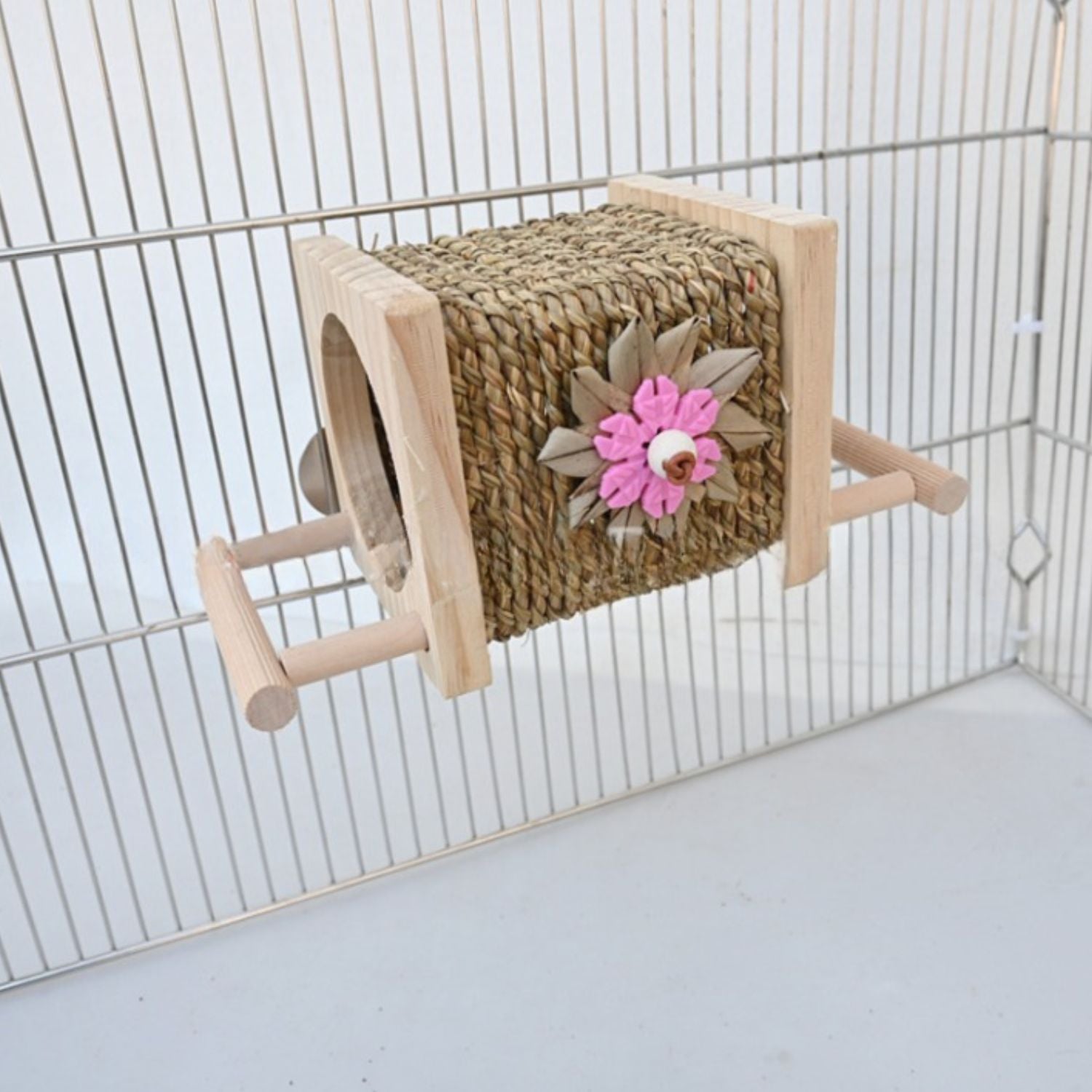 vogelkooi kauw tunnel van natuurlijk riet in kooi