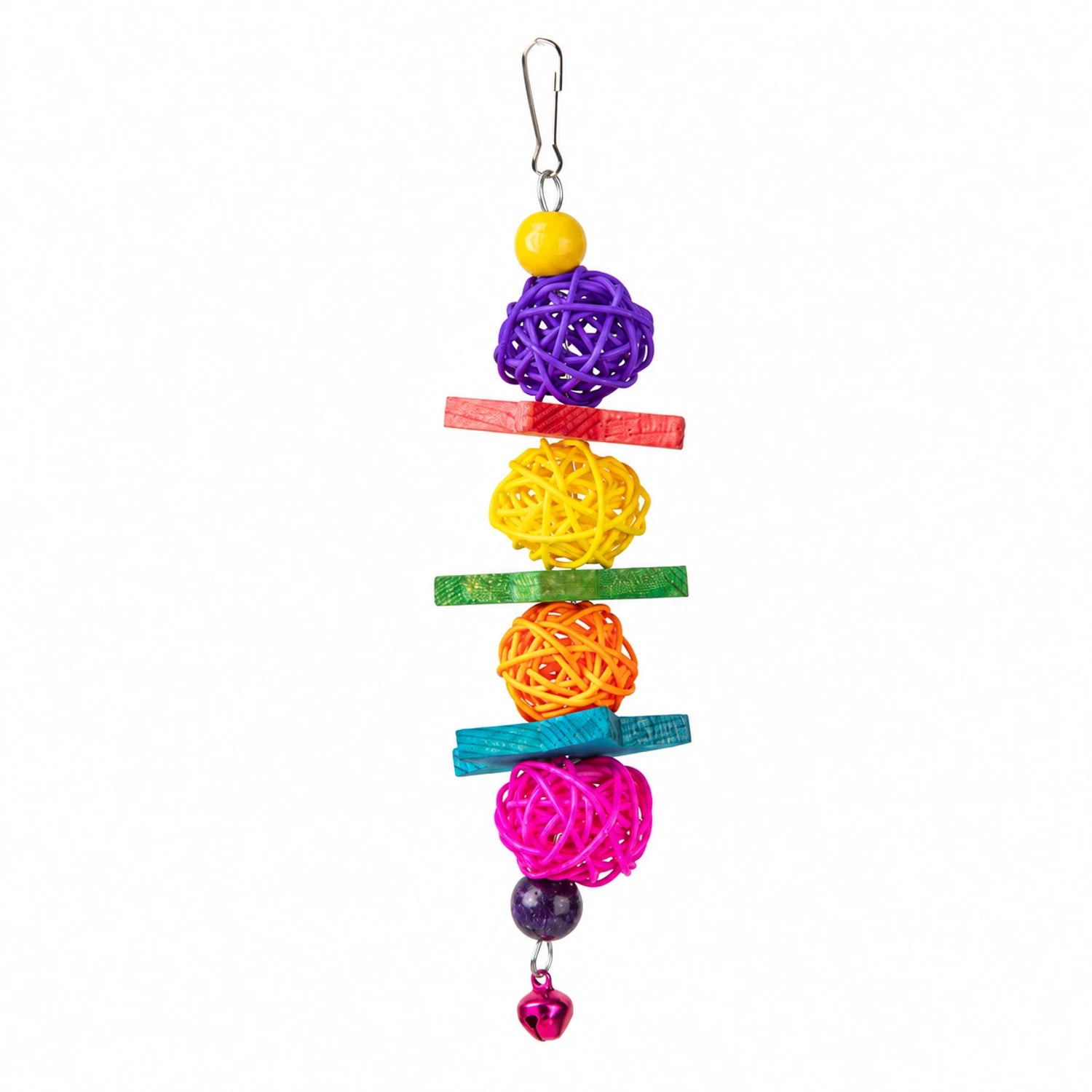 Gekleurde houtsterren en rotanballen | 19 cm