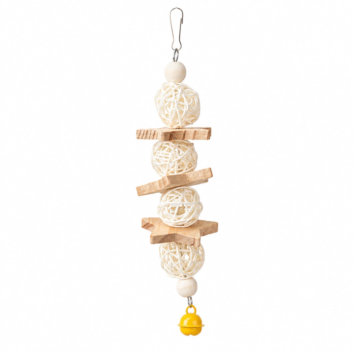 Naturel houtsterren en rotanballen | 19 cm