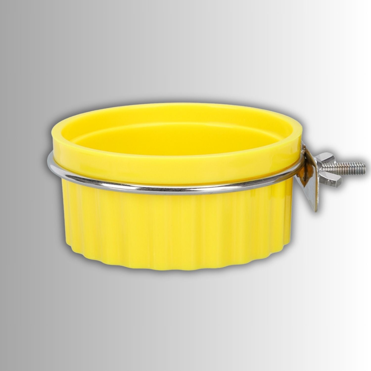 vogelvoeder set gele ronde voederbak met beugel