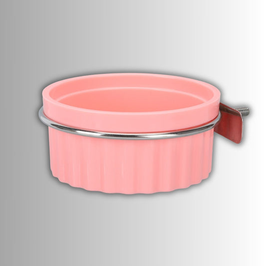 vogelvoeder set roze ronde voederbak met beugel